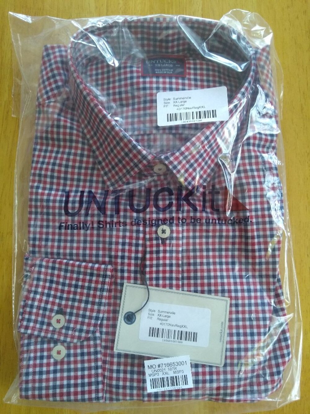 NWT UNTUCKit Red White Blue Check XXL MSRP $108 USA